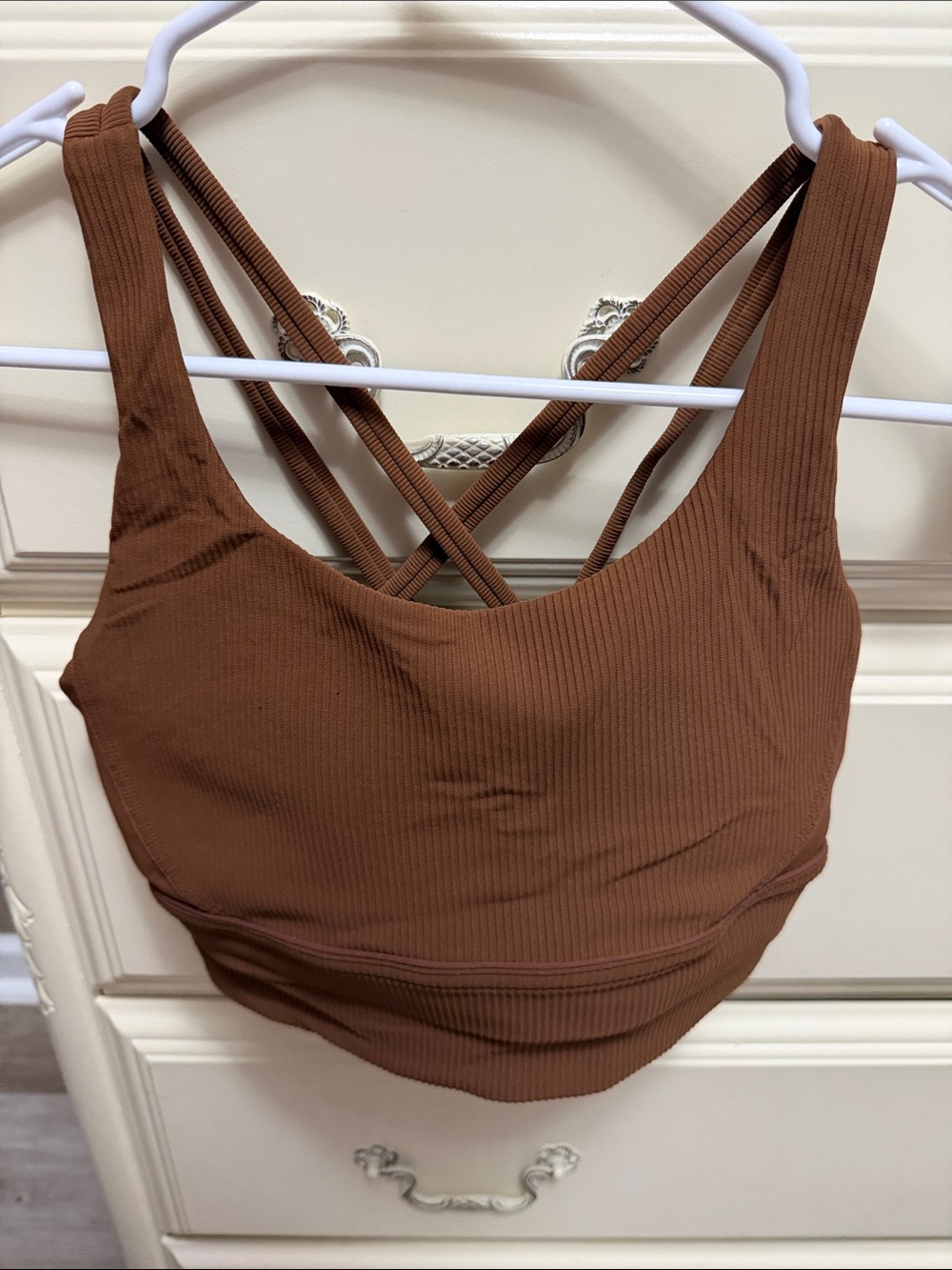 Lululemon Ribbed Brown Crisscross Sports Bra